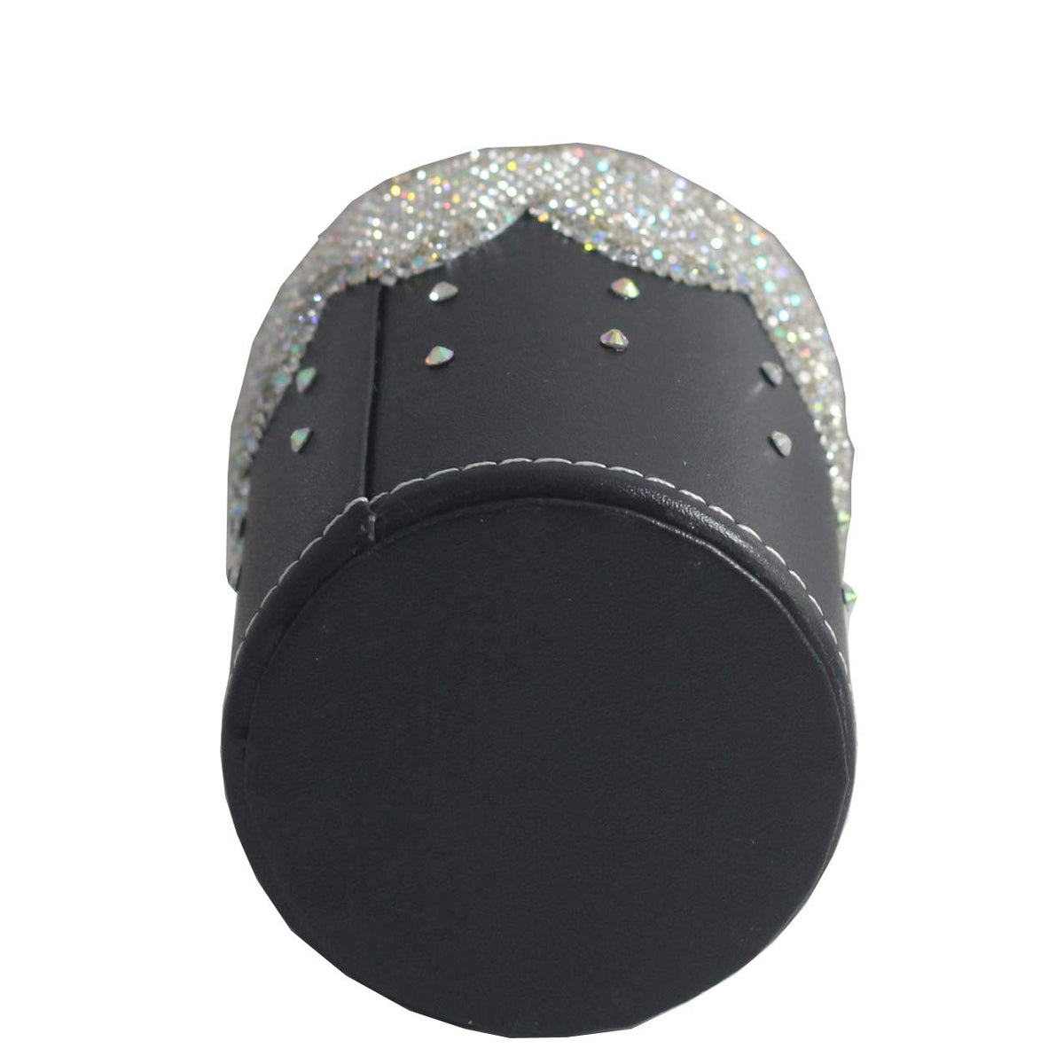 Bestbling crystal Bling Rhinestone Pen organizer Box Holder Cosmetic Container (Black Round, Medium)