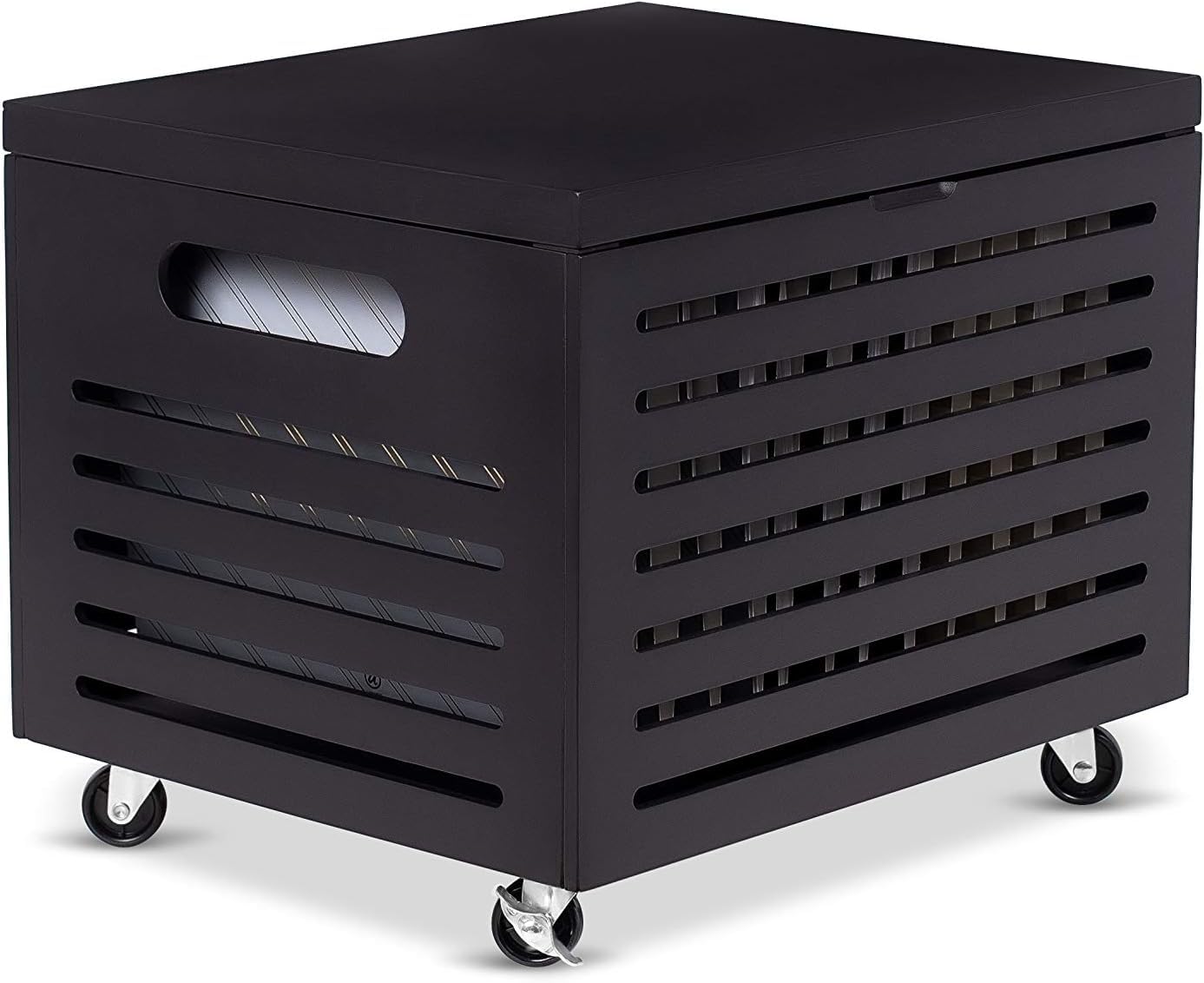 BIRDROCK HOME Bamboo Rolling File Storage Organizer Box with Lid - Decorative File Cabinet on
