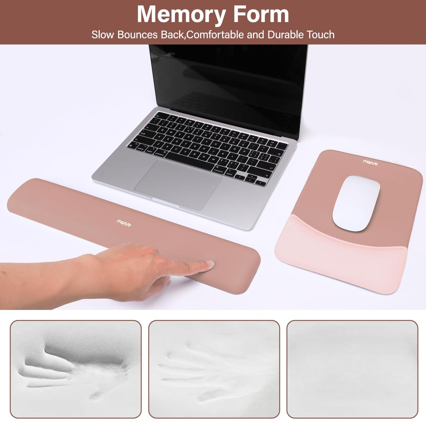 MOSISO Wrist Rest Support Mouse Pad & Keyboard Set, Salmon Pink