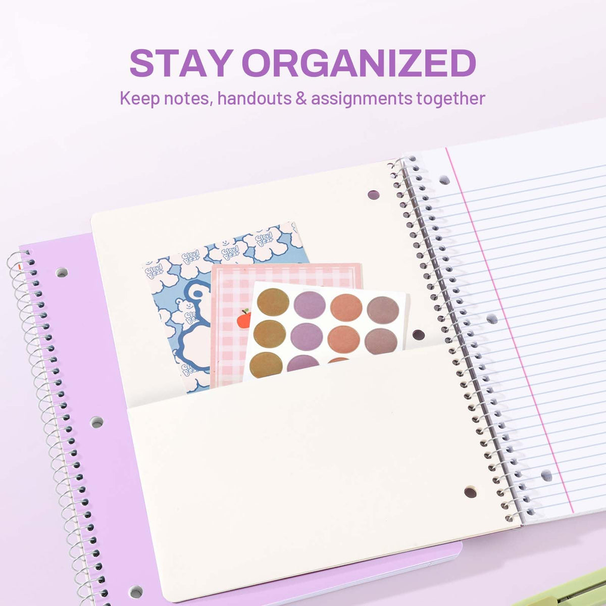 SUNEE Spiral Notebook, 1-Subject, College Ruled Paper, 8" x 10-1/2", 100 Sheets per Notebook
