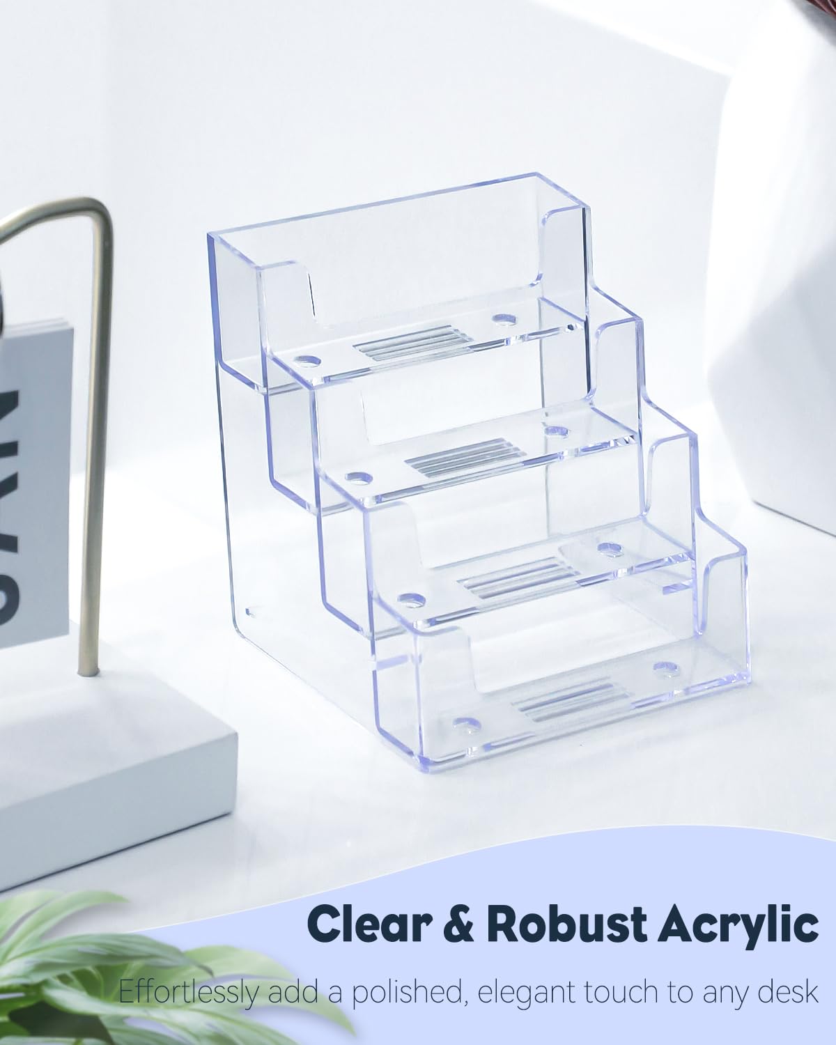 Uniclife 4 Pack Acrylic Business Card Holder for Desk, 240 Card Capacity