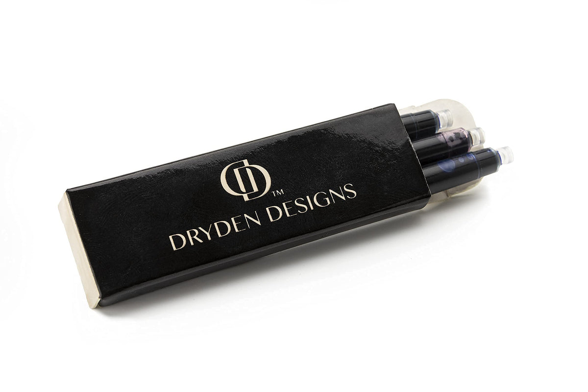 Dryden Designs Fountain Pen. Medium Nib Premium Box | 6 Ink Cartridges Included (Royal Red)