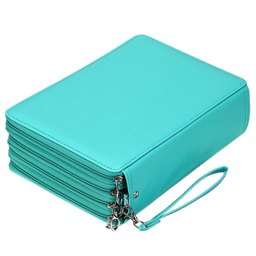 BTSKY 200 Slots Colored Pencil Organizer - Deluxe PU Leather Pencil Case