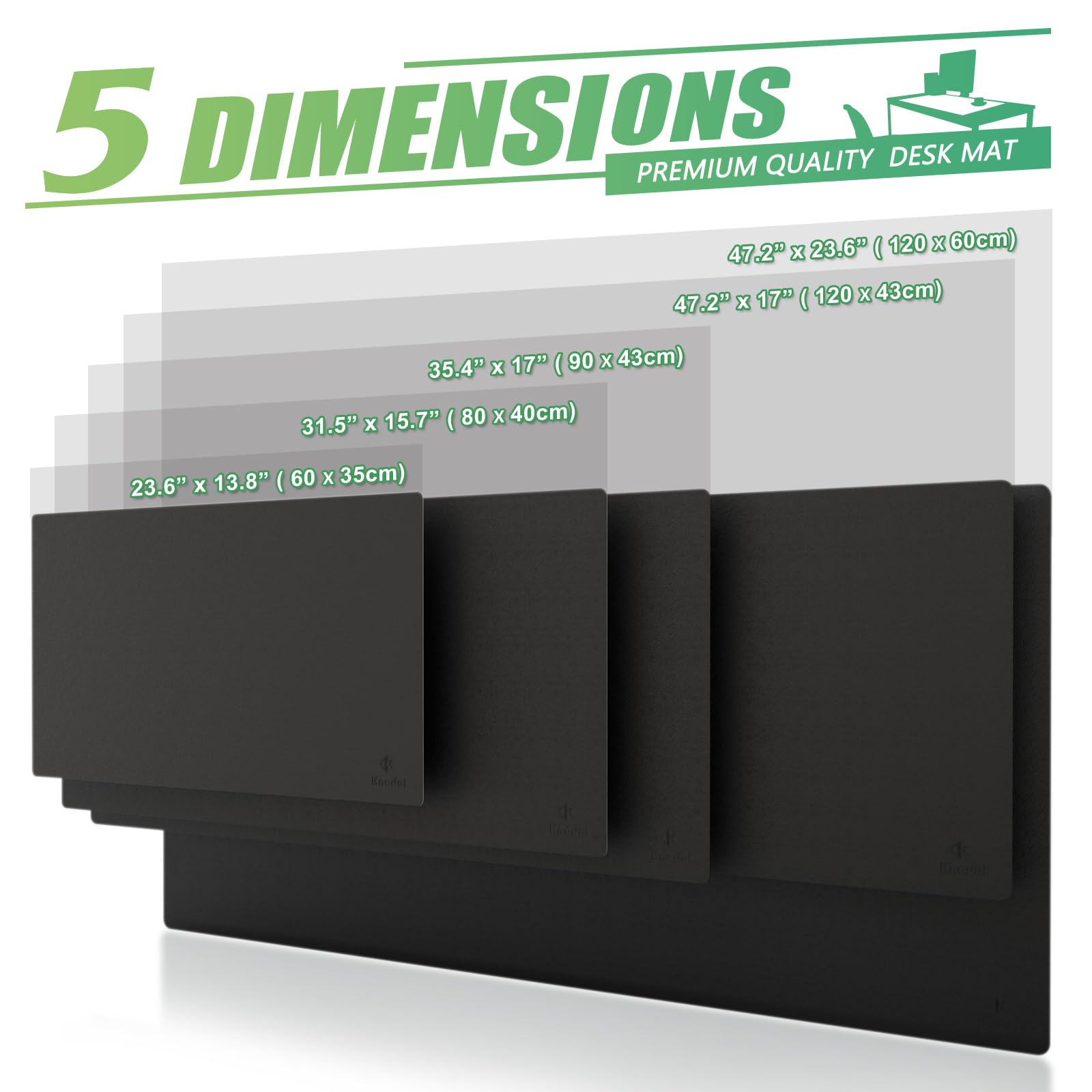 K KNODEL Extra Large Desk Mat, Leather Mouse Pad (47.2"x23.6", Black)