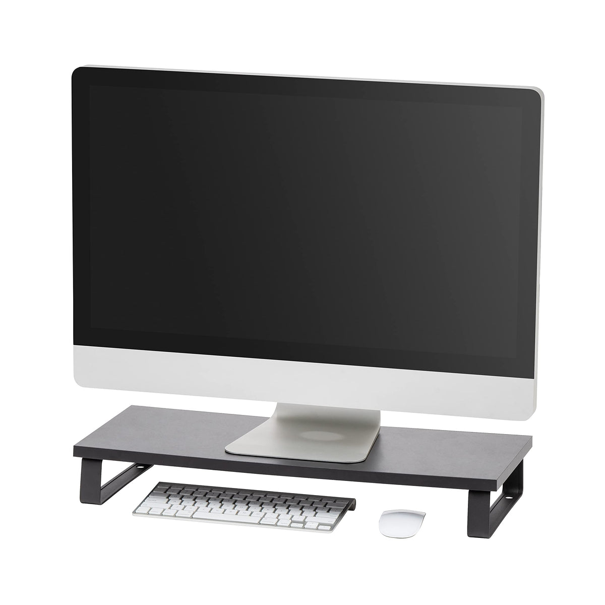 IRIS USA 1-Tier Multi-Purpose Modern PC Monitor Organizer Stand with Metal Legs, Ergonomic Desktop