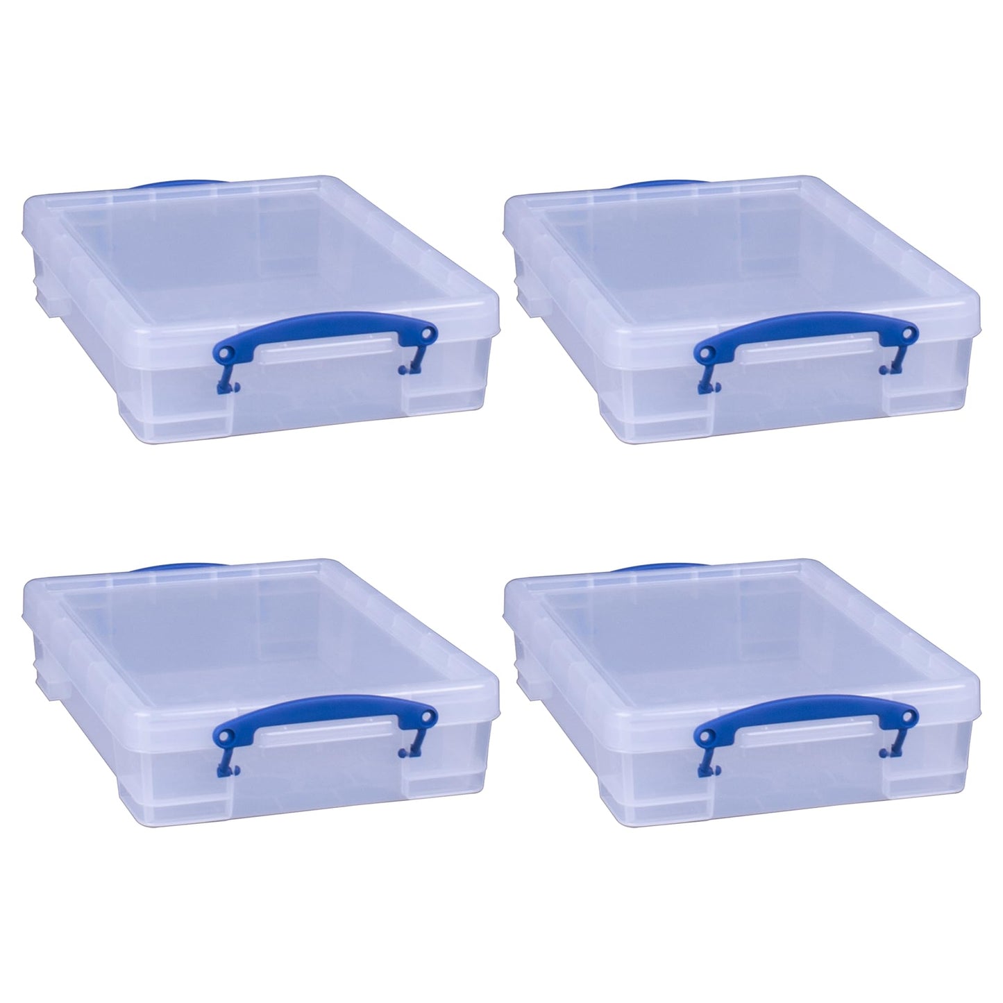 Really Useful Box 4 Liter Plastic Storage File Box Container, 4 Pack