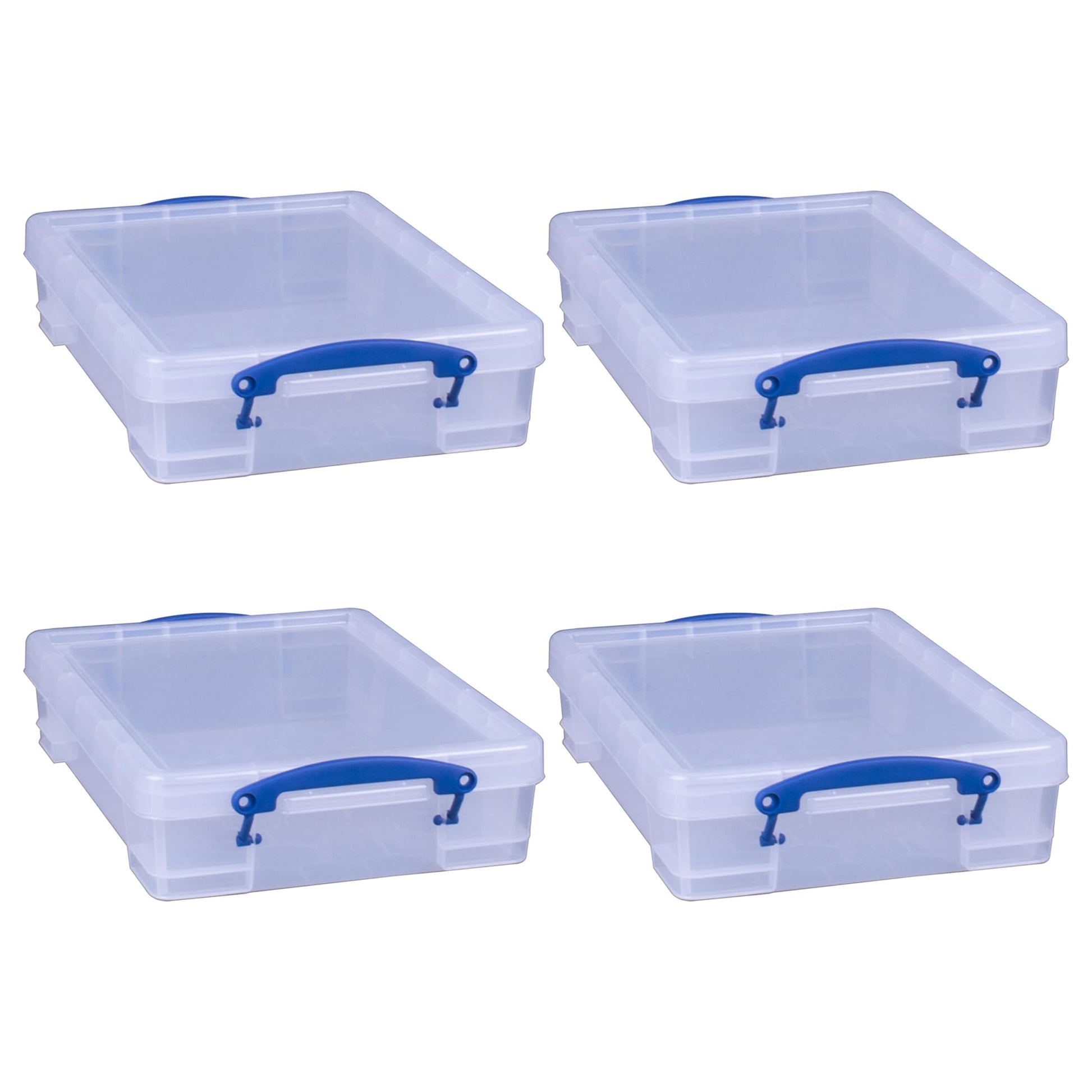 Really Useful Box 4 Liter Plastic Storage File Box Container, 4 Pack