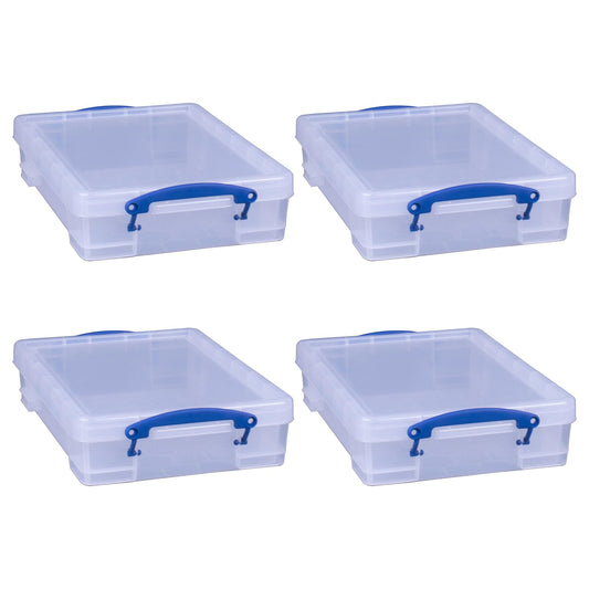 Really Useful Box 4 Liter Plastic Storage File Box Container, 4 Pack