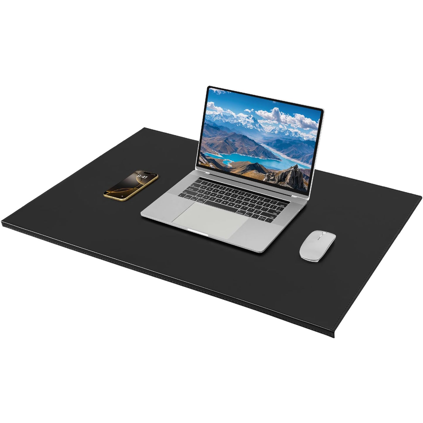 AKOZLIN 35.4"x22.8" Soft PU Leather Surface Office Desk Mouse Mat Pad with Full Grip Fixation Lip