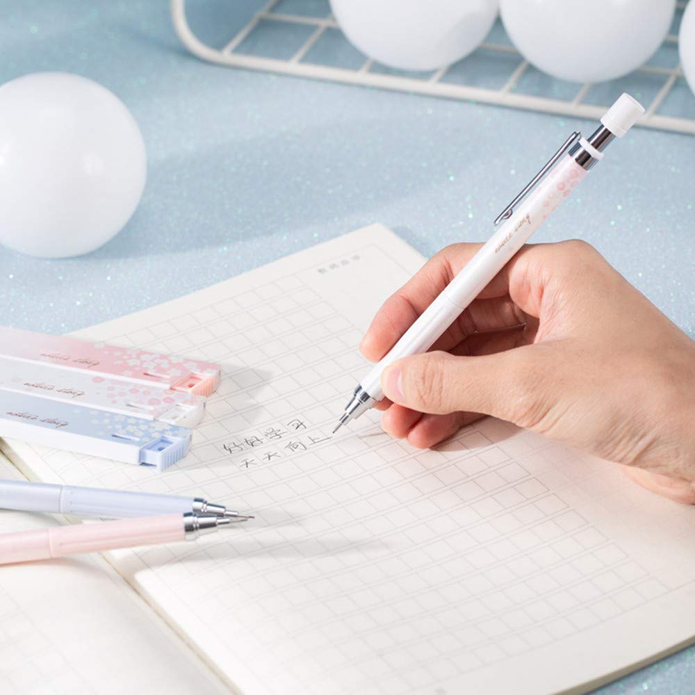Ipienlee Cherry Mechanical Pencil Set with Lead, 12 pcs 0.5 mm Mechanical Pencils with 12 Pack HB