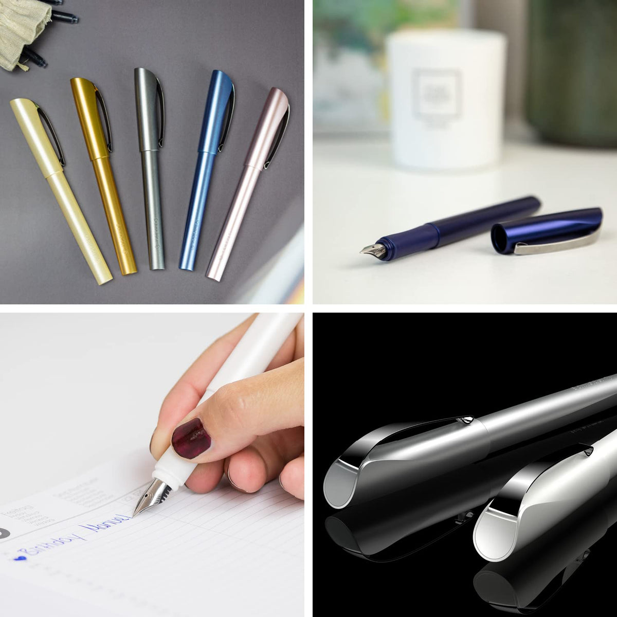 Schneider Ceod Shiny 168657 Fountain Pen (Right and Left-Handed Users, M Nib, Includes Ink