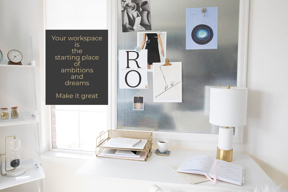 BLU MONACO | Paper Tray Stackable Gold Mesh Set of 2 | Stackable File Trays for Desk Organization |
