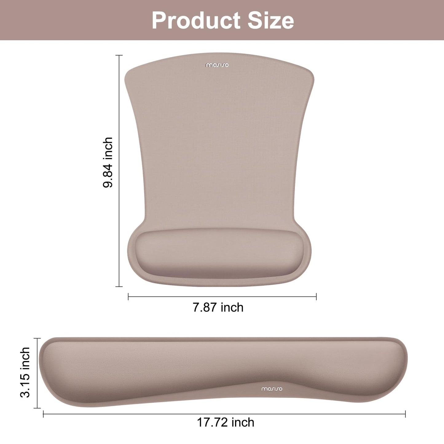 MOSISO Wrist Rest Support for Mouse Pad & Keyboard Set, Taupe Brown
