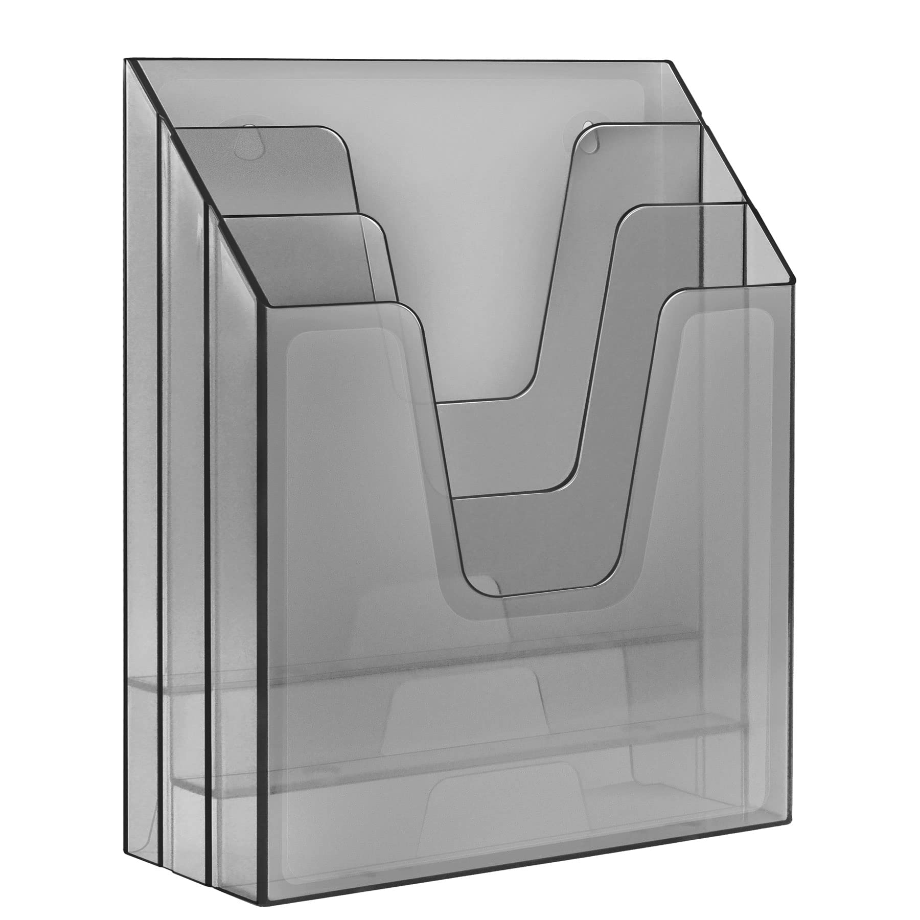 Acrimet Vertical Triple File Folder Holder Organizer Sorter, Clear Gray