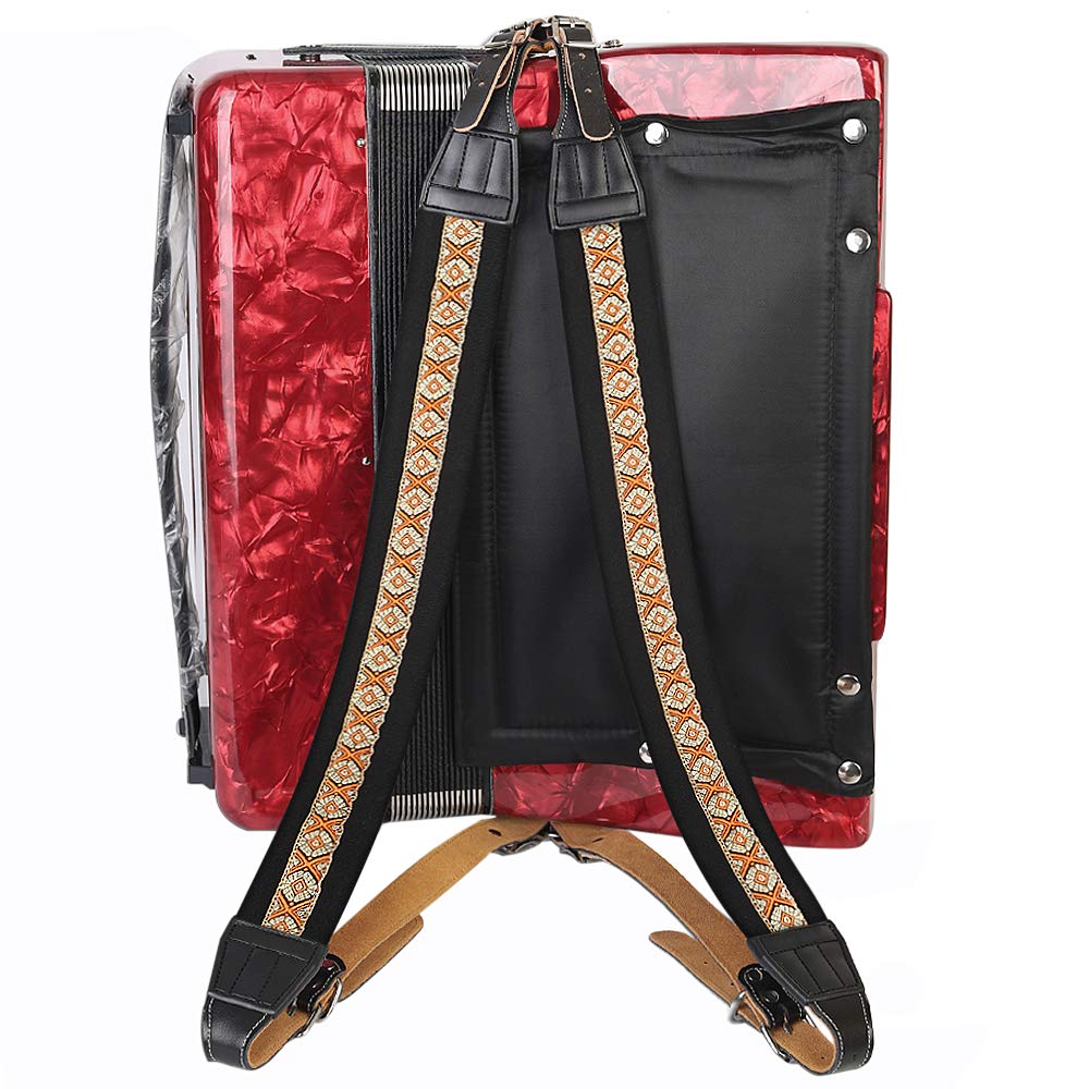 BestSounds Accordion Straps, Soft Padded Adjustable Accordion Genuine Leather Ends Shoulder Straps