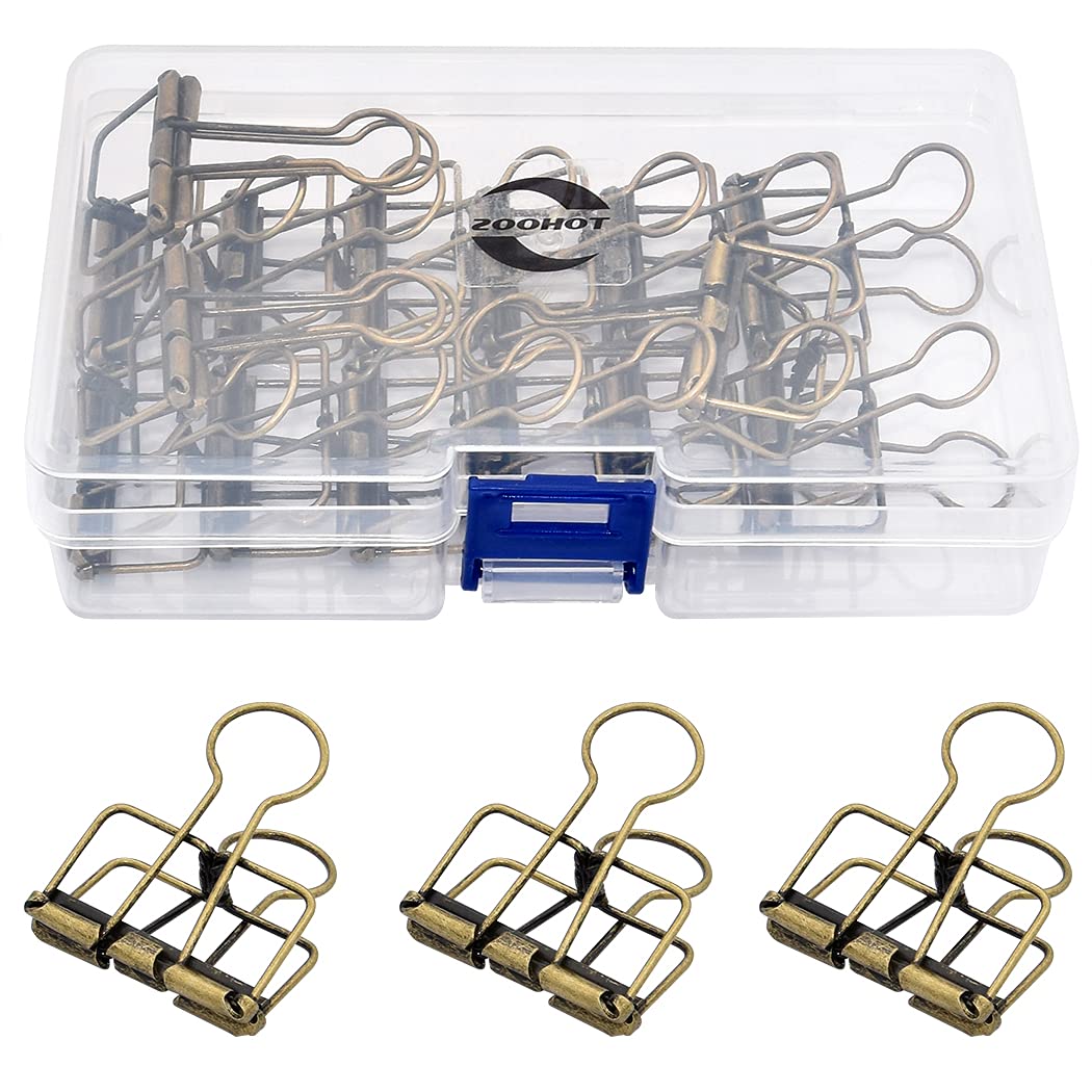 Binder Clips Paper Clamps 32mm Clips for Office School Supplies (Bronze)
