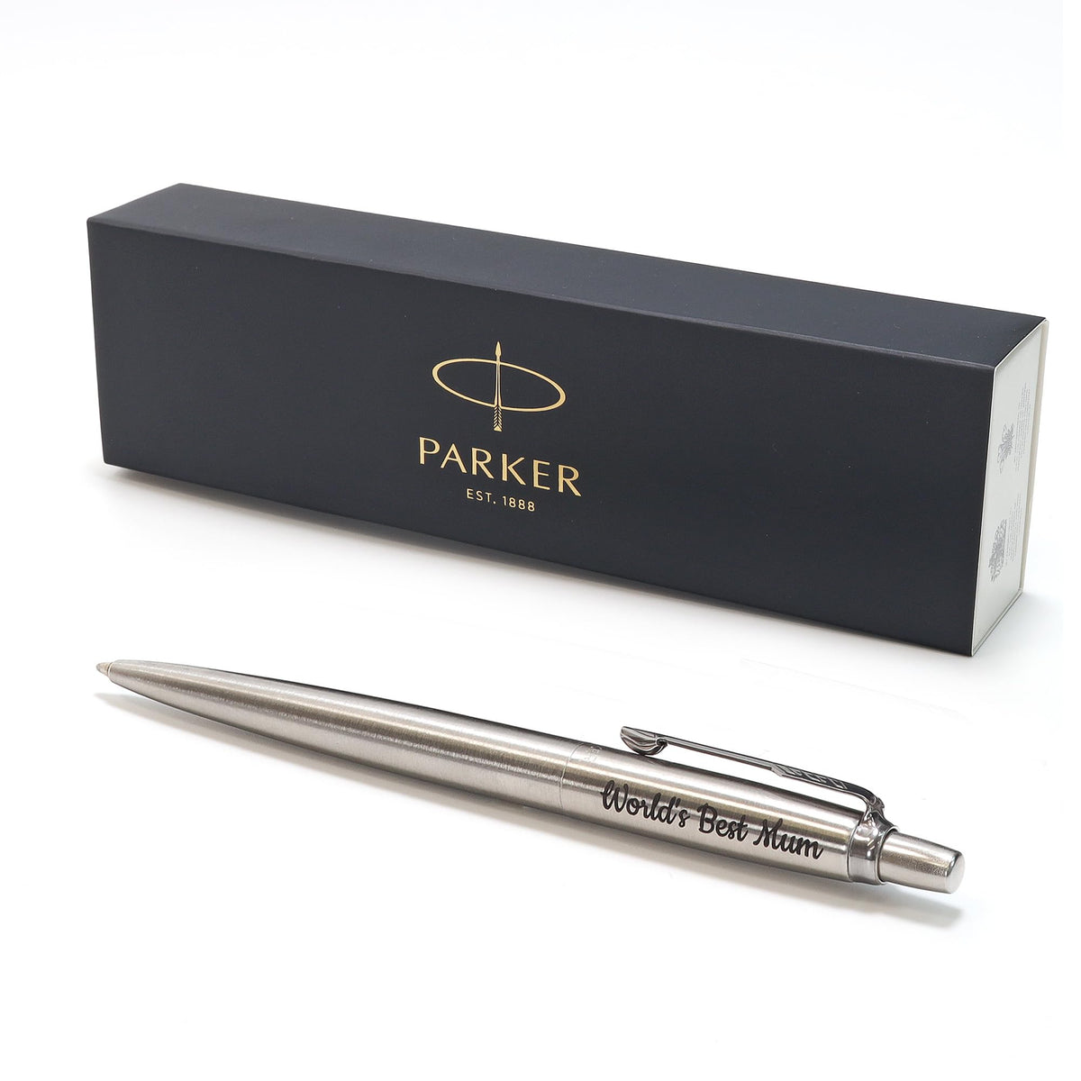 Personalized Custom Parker Jotter SS ballpoint pen + Gift Box | Laser Engraved - chrome trim