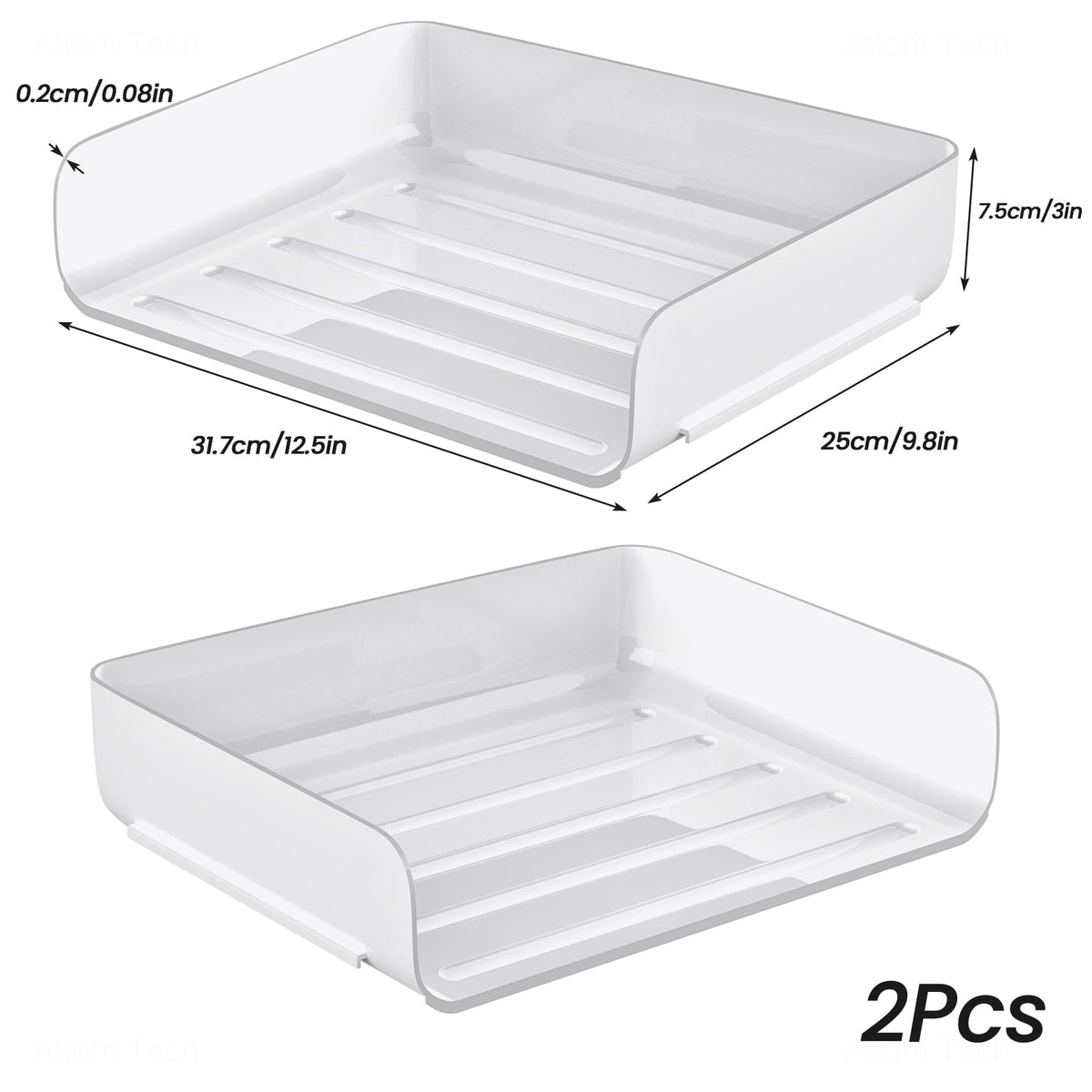 Tomorotec 2 Pack White Stackable Letter Tray, A4 Desk File Organizer Set