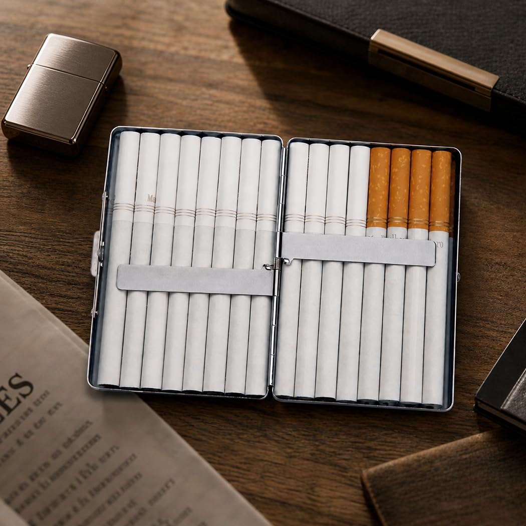 Mother of Pearl Extra Long 100S Super Slim King Size 16 Cigarette Engraved Metal Steel RFID