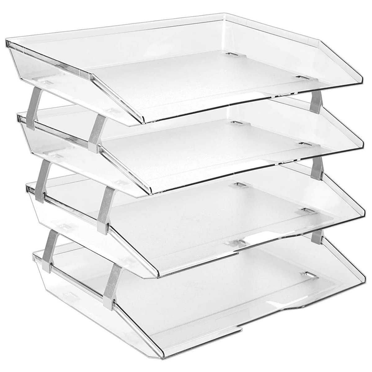 Acrimet 4-Tier Paper Letter Tray, Desk File Organizer, Plastic, Clear