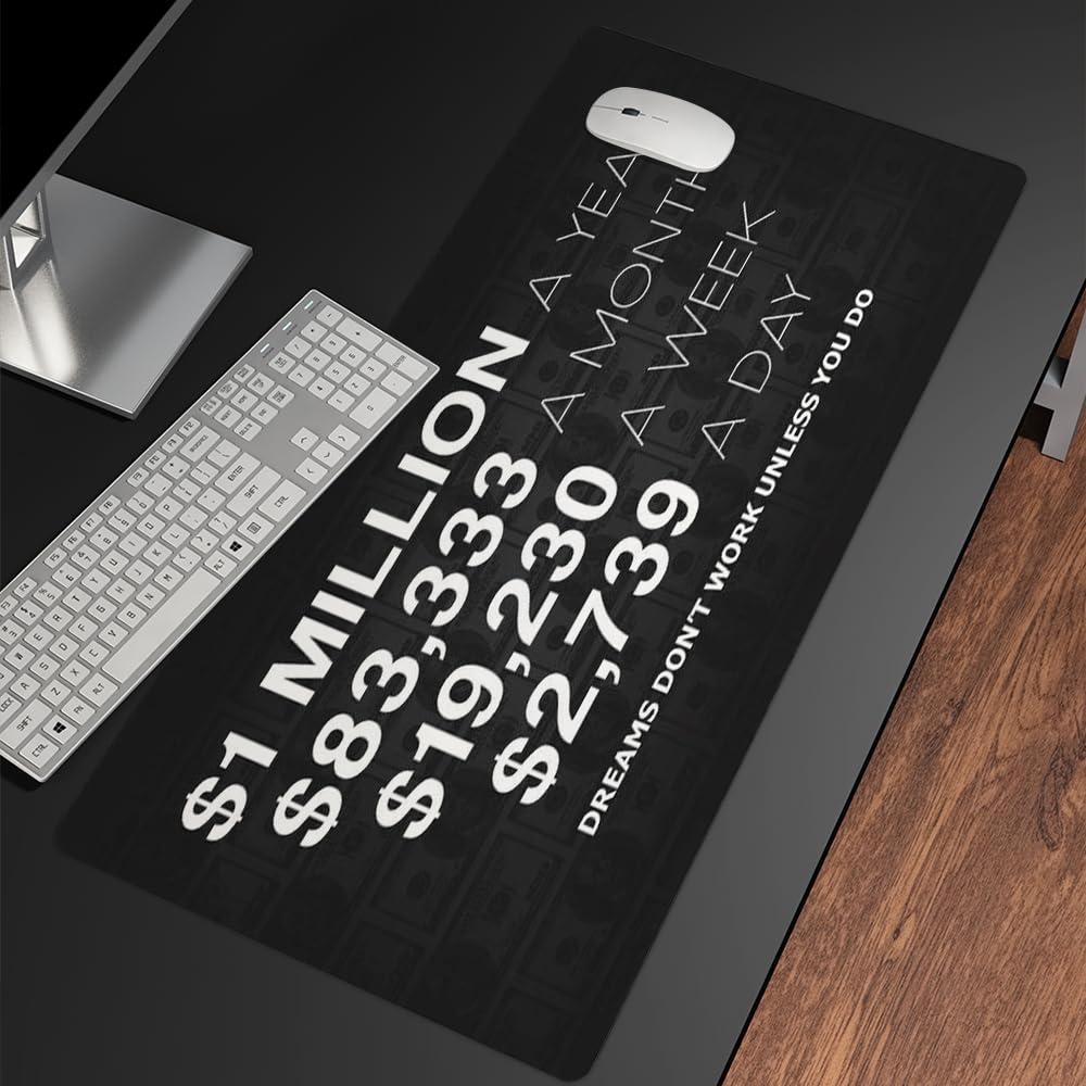 Reateforin Office Inspirational Large Mouse Pad, Motivational Black Gaming Mousepad,Extended Desk