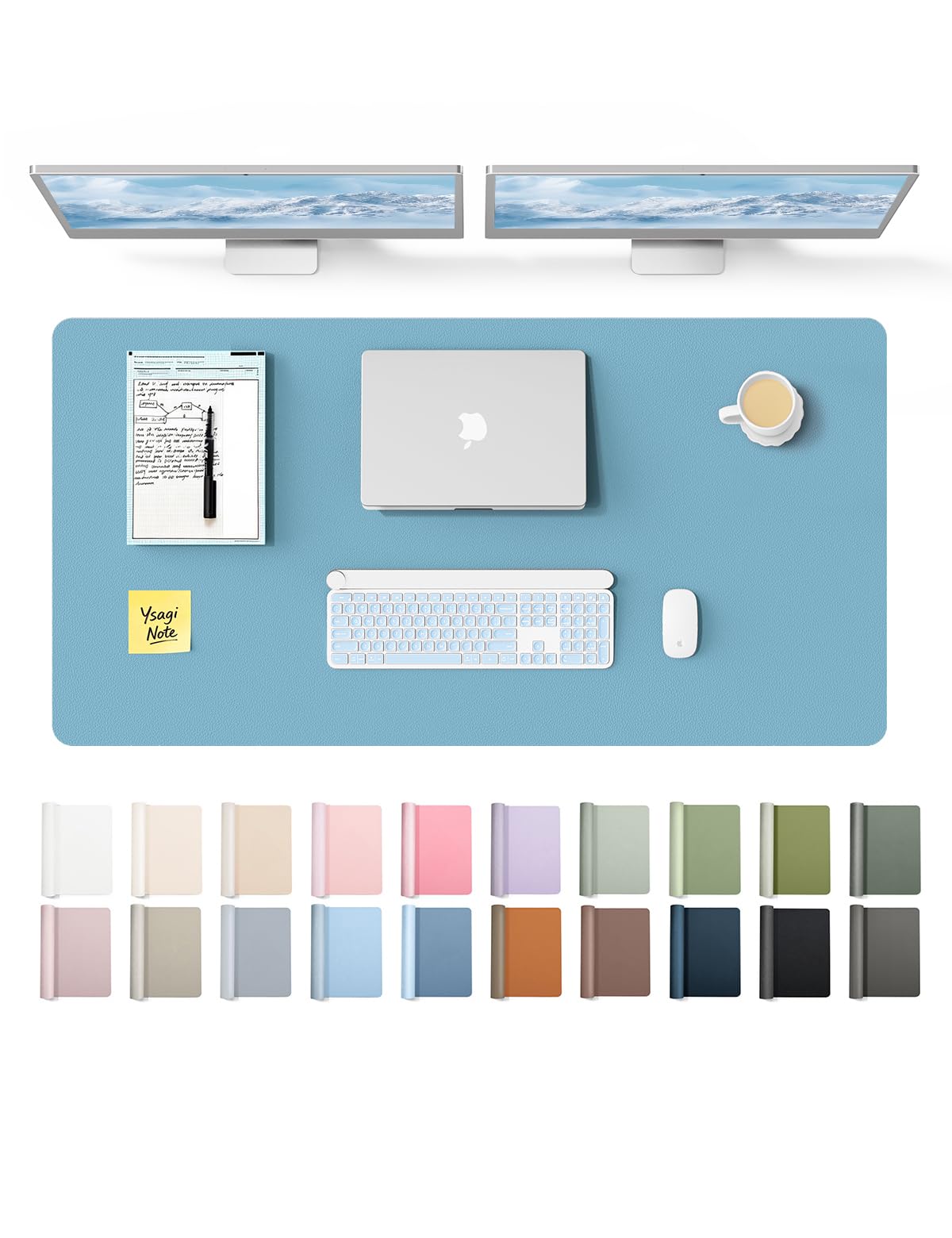 YSAGi Leather Desk Protector, Office Mat, Large Mouse Mat, Non-Slip PU Leather Blotter, Laptop Desk