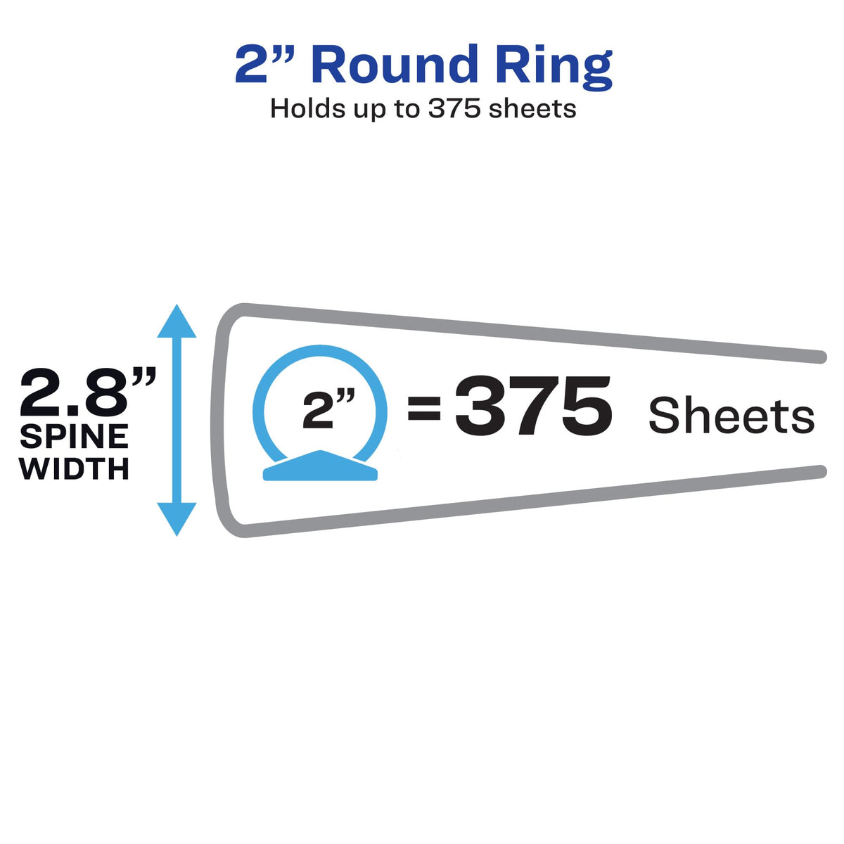Avery® Standard View 3 Ring Binders, 2" Round Rings, 4 Black Binders