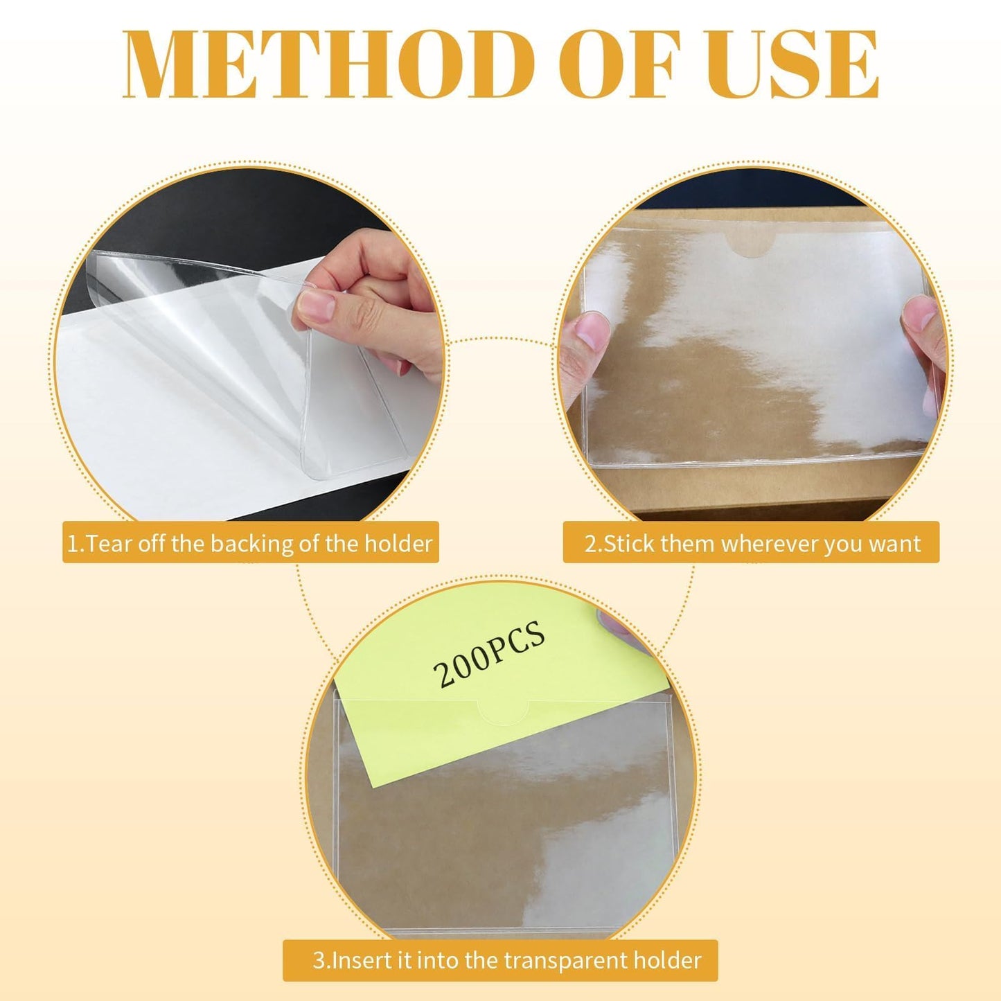 WYOMER 200 Pack Clear Self-Adhesive Business Card Pockets 3.7" x 2.3"