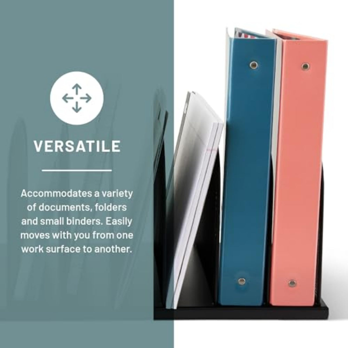 Safco Onyx Desk Organizer, 8 Side by Side Vertical Compartments, Office and Classroom Mailbox