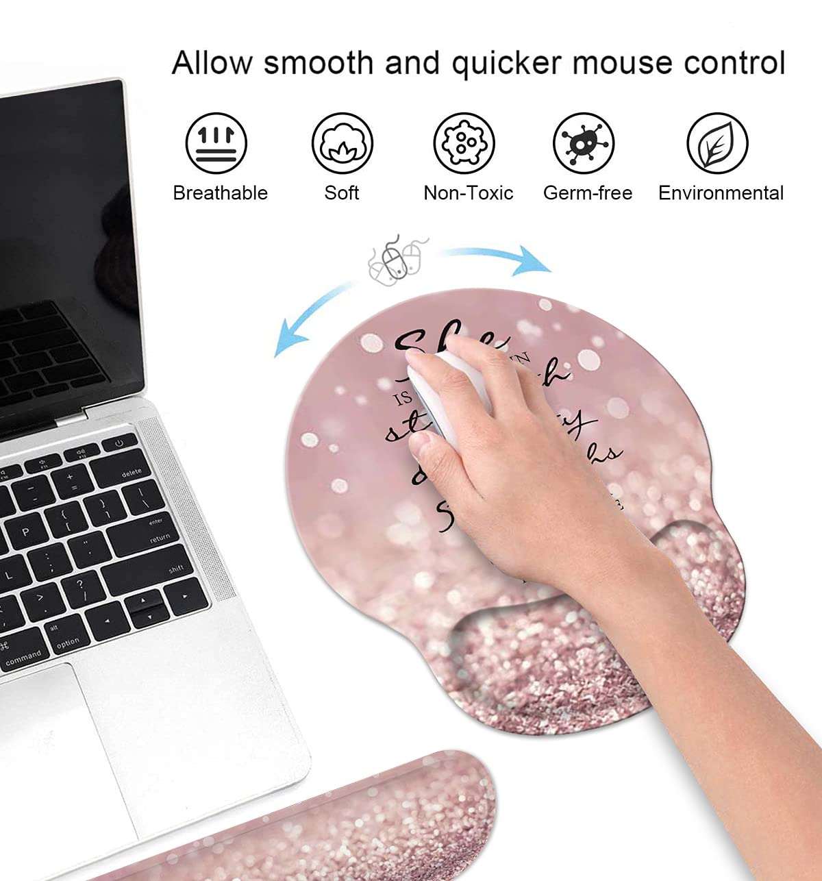 Keyboard Wrist Rest and Mouse Wrist Rest Pad Set with Coasters, Non-Slip Rubber Base Ergonomic