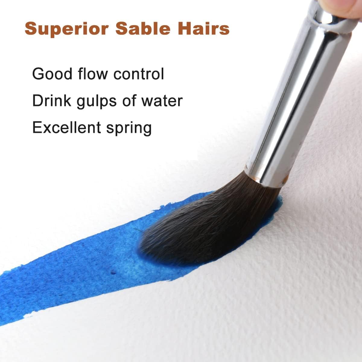 Sable Watercolor Brushes Professional, Fuumuui 8Pcs Sable Brush Set Variety Shapes with Flat, Round
