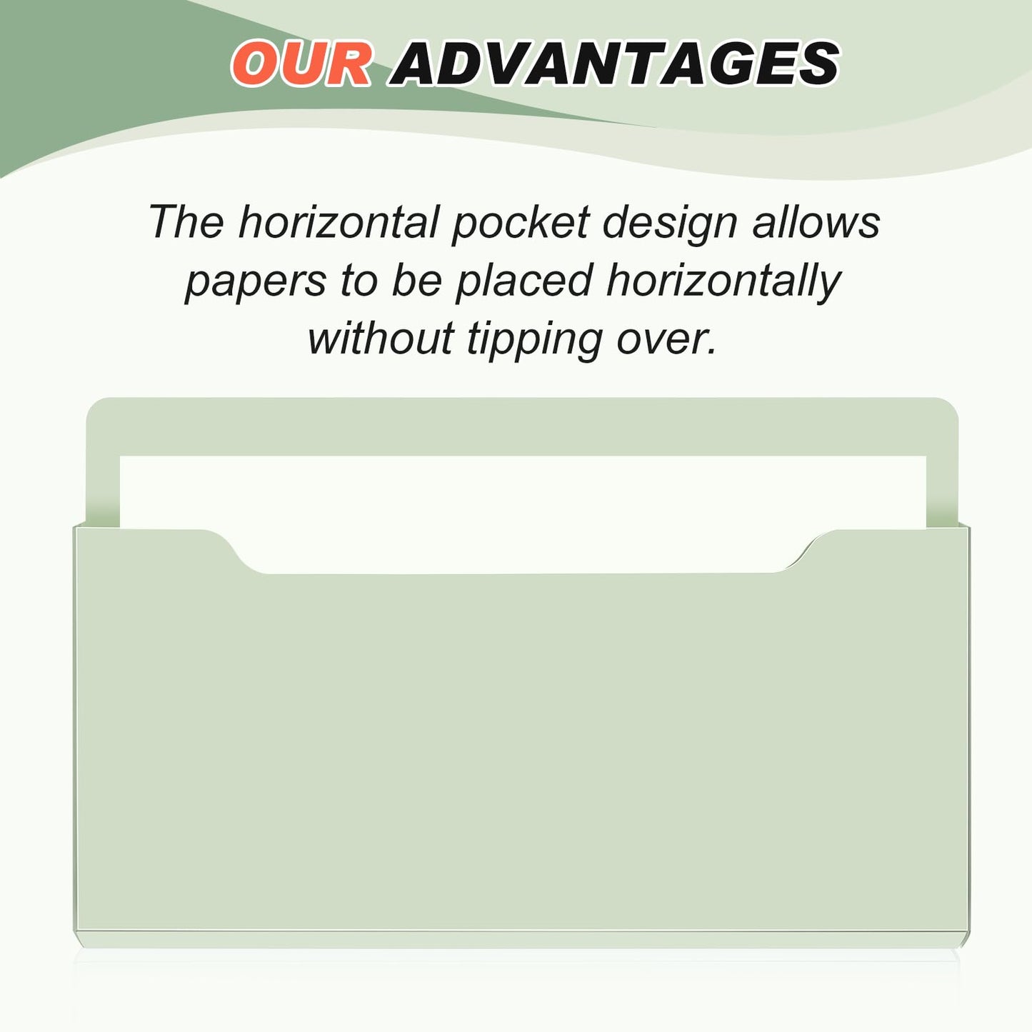 Fuutreo Magnetic Wall File Holder,6pcs,Sage Green,Horizontal-large