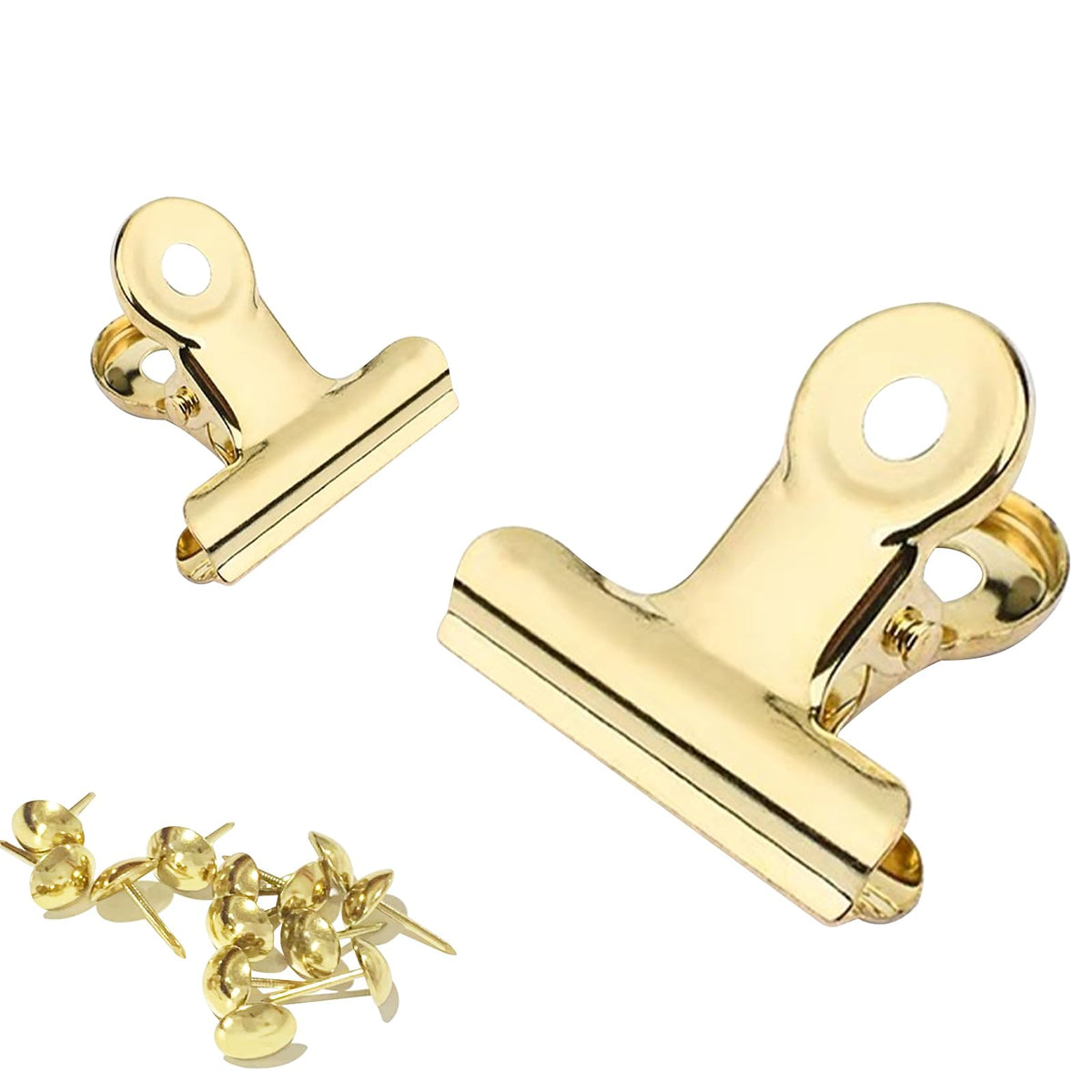 YUCHIYA 32 Pack Bulldog Clips with Push-pins for Corkboard,Metal Clips for Crafts, Metal Binder