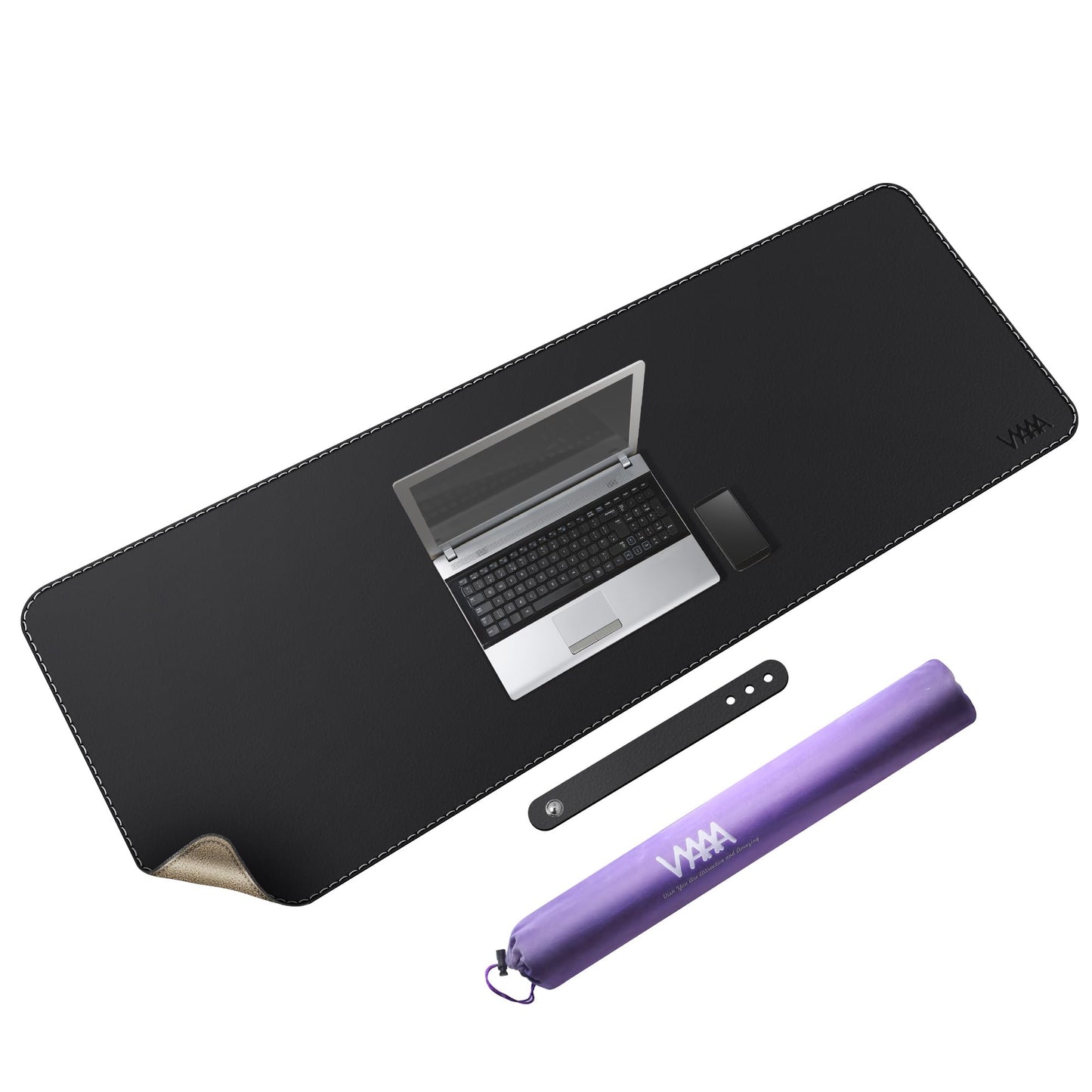 VYAAA Cork & PU Leather Desk Mat, 51"×19" Keyboard Mouse Pad, Office Desk Mat for Home or Office