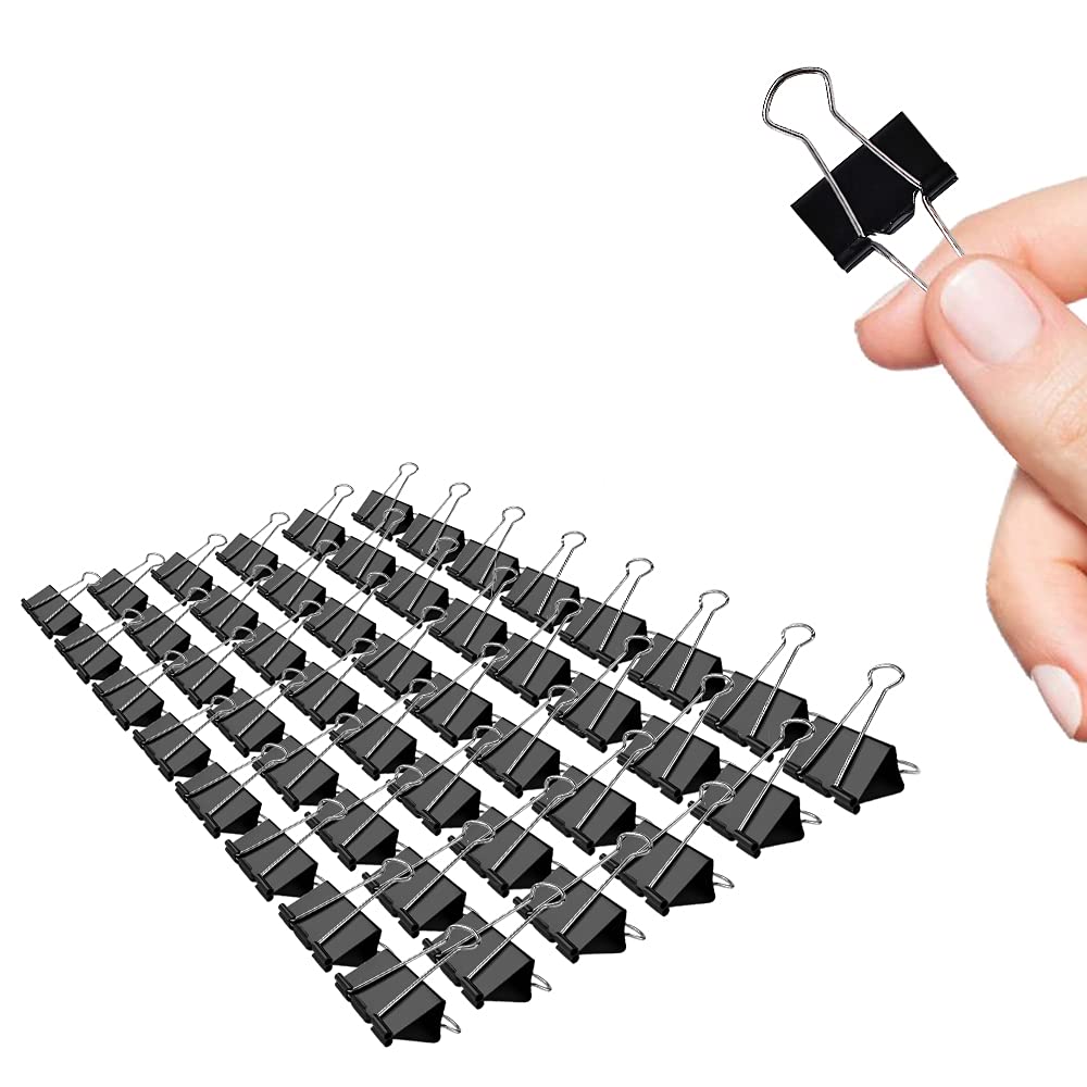 Small Binder Clips, 48 Pack, 3/4 Inch, Standard 19mm, Black, Capacity 0.31 Inch, Mini Paper Clips