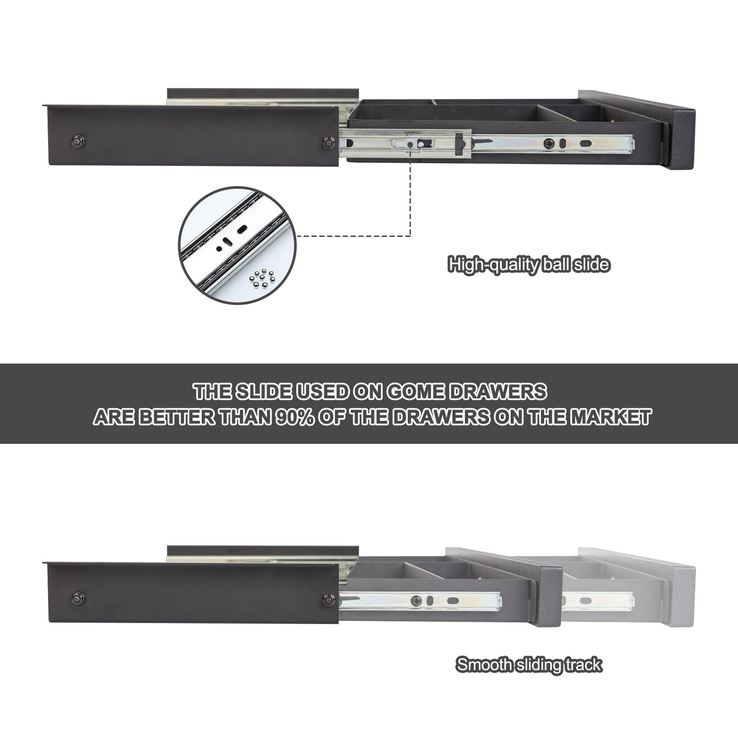 GOME Under Desk Slide out Pencil Drawer with Space Divider Design for Storing Pencil and Office