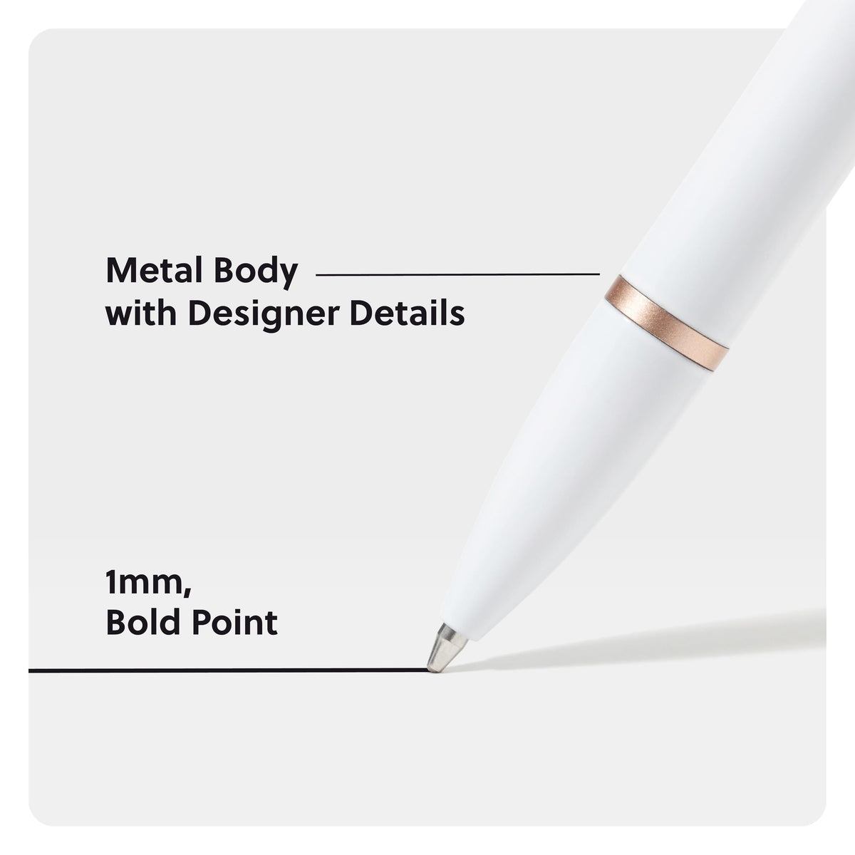 U Brands Monterey Ballpoint Pens, Set of 12, White and Rose Gold, Bold (1.0 mm) Point, Black Ink