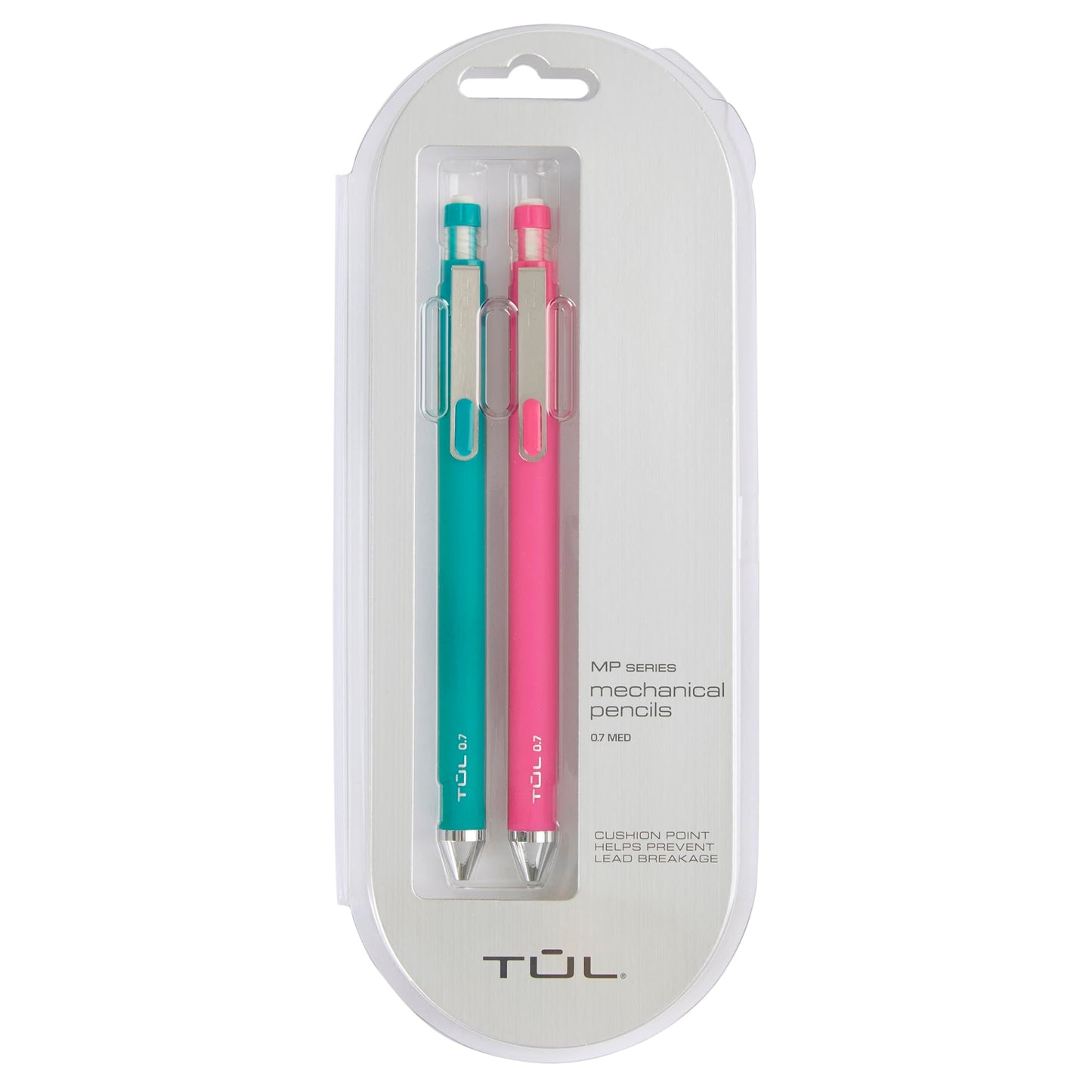 TUL® Mechanical Pencils, 0.7 mm, Teal/Pink Barrels, Pack Of 2 Pencils