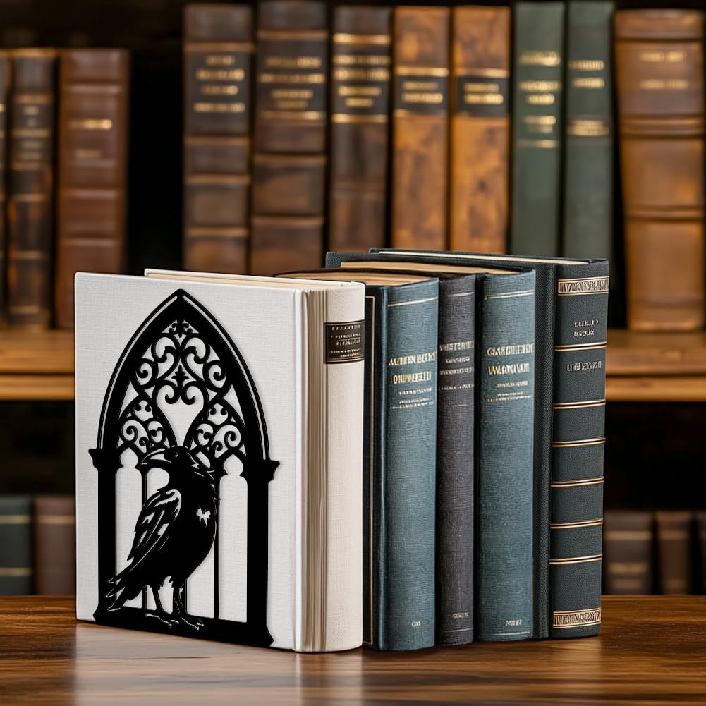 Peacoblue 5.3"x4.3"x7.9" Metal Bookends, Heavy Duty Book Ends for Shelves