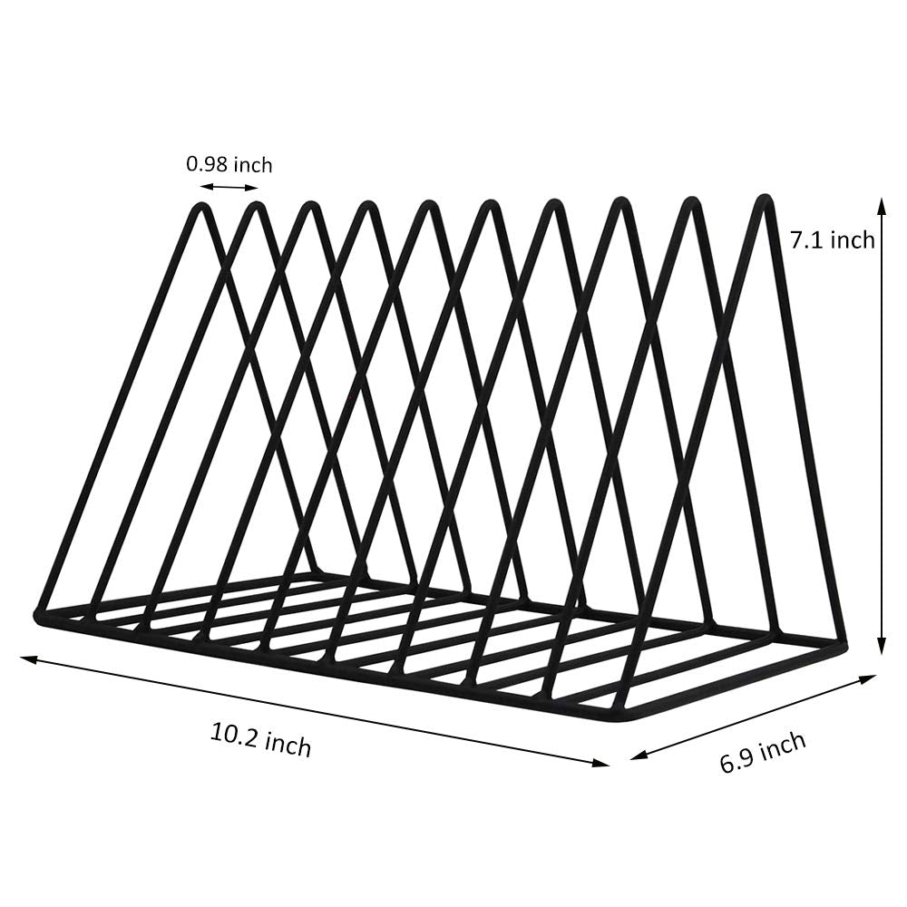 EASEPRES 9 Slot Magazine Rack Book Record Holder, Desktop Iron Storage Rack Bookshelf Multifunction