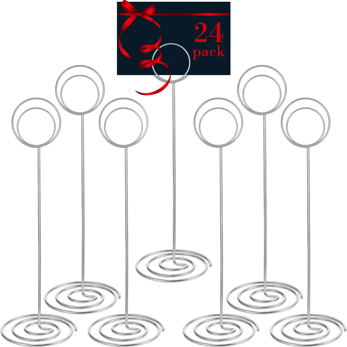 24 Pack 8.86 Inch Table Number Holder Wire Photo Holder Picture Name Menu Clips Memo Note Cards