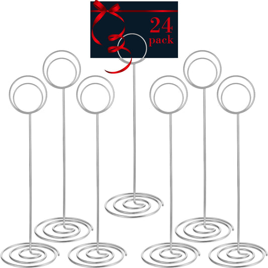 24 Pack 8.86 Inch Table Number Holder Wire Photo Holder Picture Name Menu Clips Memo Note Cards