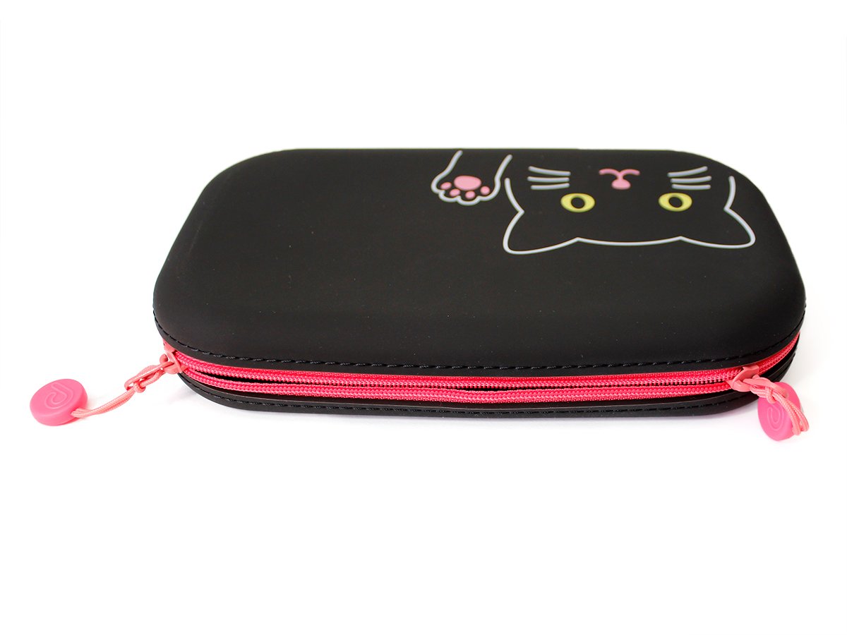 LIHIT LAB PuniLabo Zipper Pen Pouch, Black Cat, Large: 7.5" × 1.5 inches