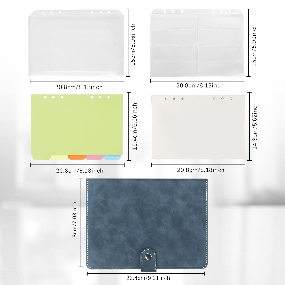 FYY A5 Binder Refillable Planner Notebook 6 Ring, Navy