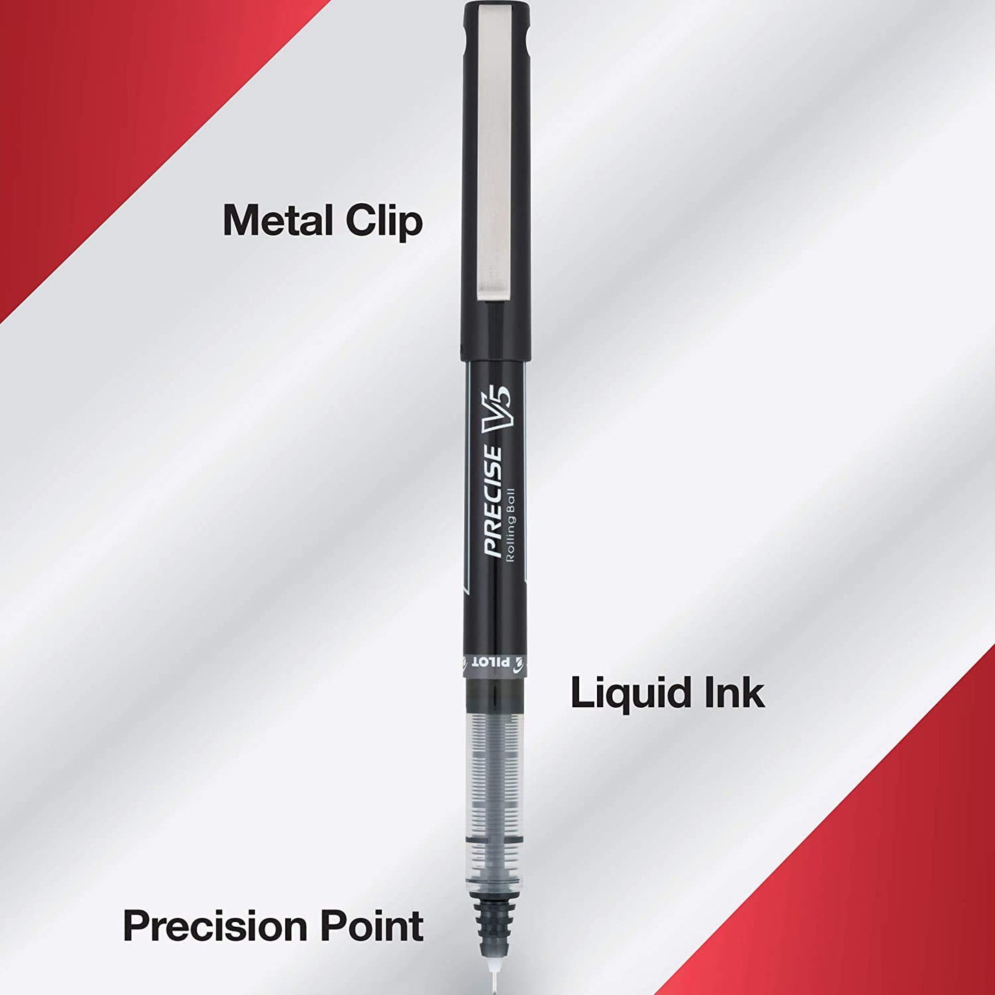 PILOT Precise V5, Extra Fine Point 0.5 mm Black Pens, Black, Pack of 14