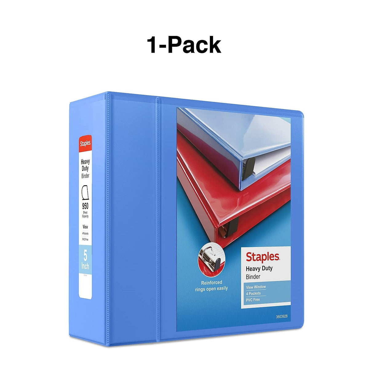 Staples Heavy-Duty 5-Inch 3-Ring View Binders, Periwinkle, 2-Pack
