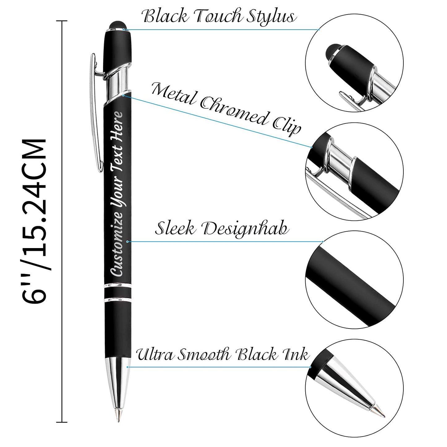 YanNanKe 24 PCS Custom Pens Personalized Bulk, Customized Engraving Ballpoint Pens with Stylus Name