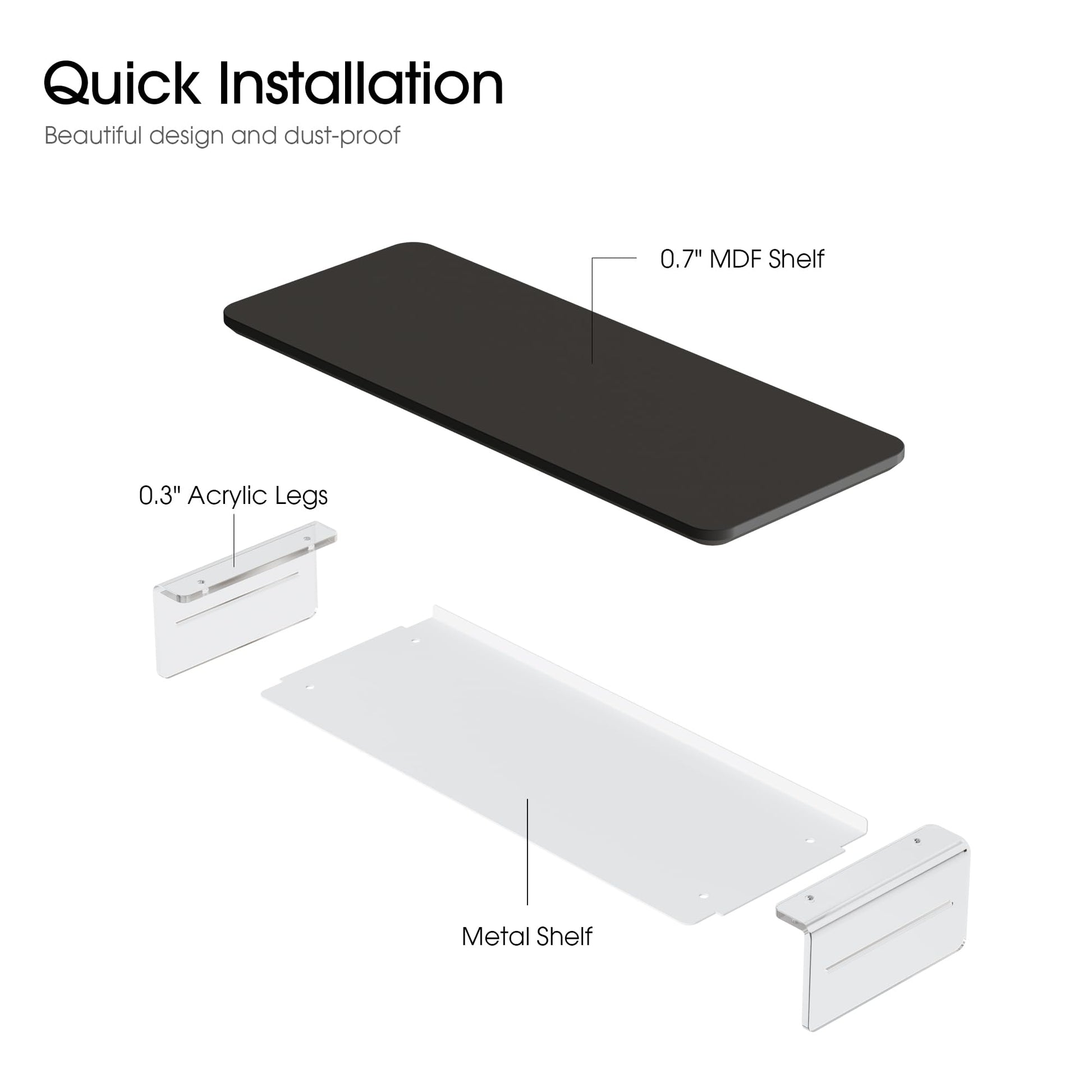 Fenge 23.6" Monitor Stand with Clear Acrylic Legs, Black