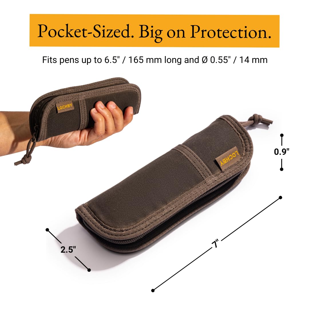LOCHBY® Duo Pen Pouch | Slim and Elegant Pen Pouch, Durable Waxed Canvas, Lightly Padded for