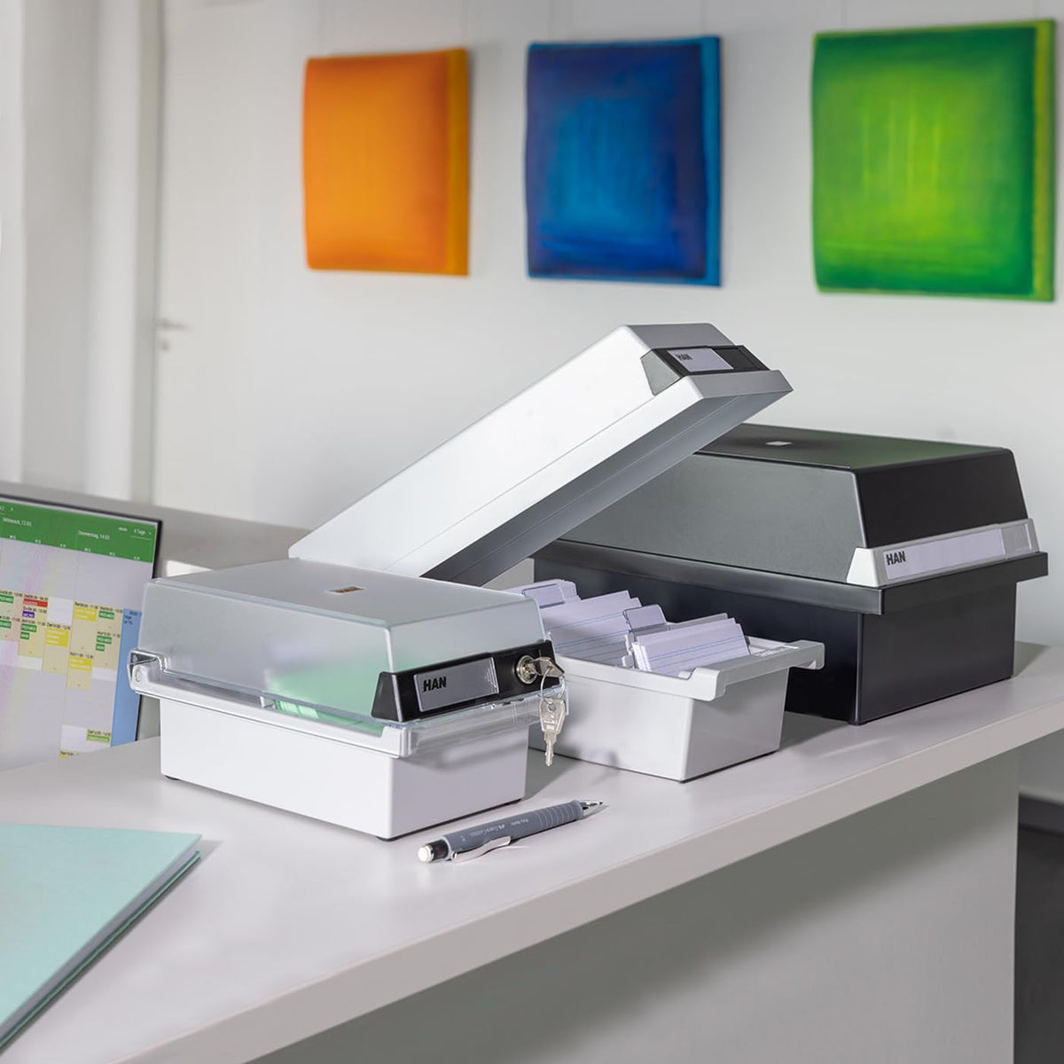 HAN 955-13, Card Filing Box A5 Landscape. Innovative, Attractive Design Holds 1,300 Cards